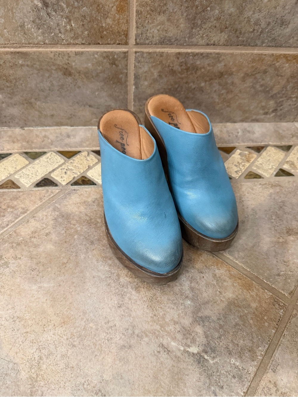 Free People suki platform clog denim size 36